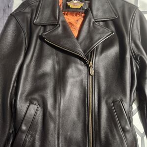 Harley-Davidson Dark Leather Jacket with Gold Accents